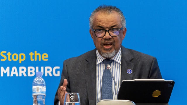 FILE PHOTO: WHO Director-General Tedros Adhanom Ghebreyesus address a press conference on the Marburg virus outbreak, in Kigali 