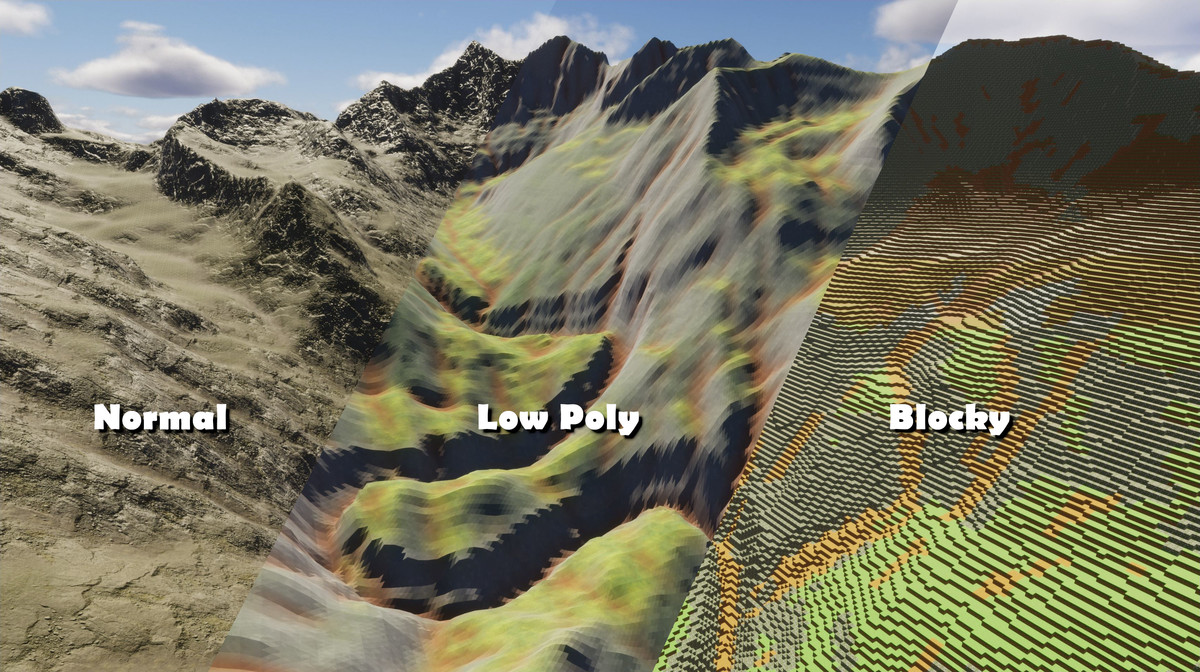 PolyTerrain - Blocky & Low Poly terrain styles