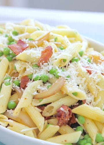 Pasta with Bacon and Peas Feature Photo