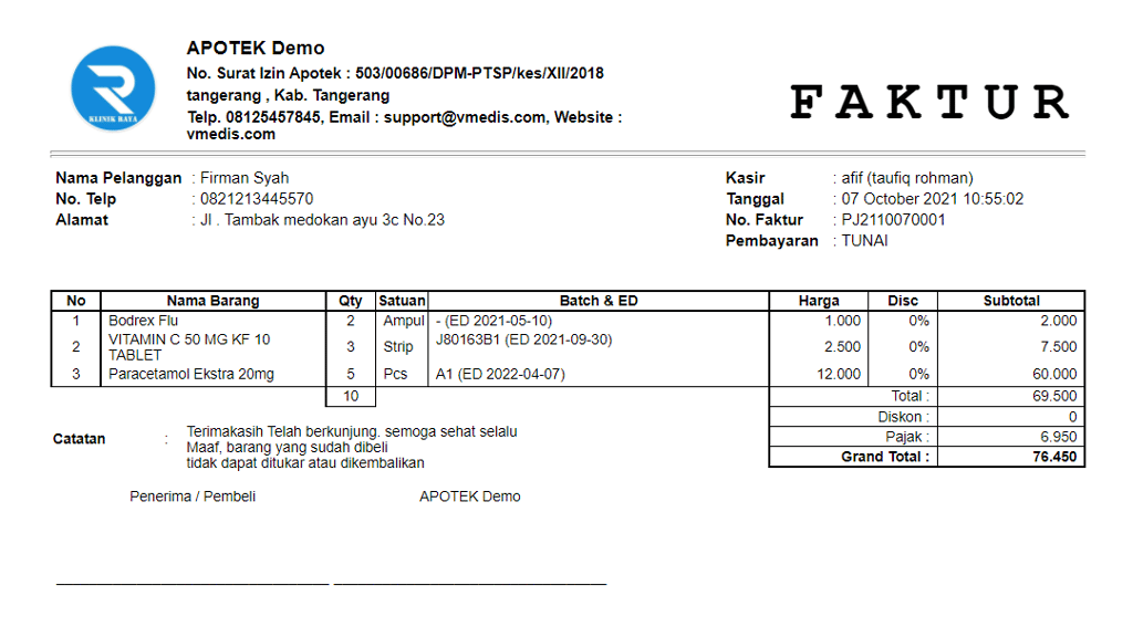 Contoh Bon Faktur Penjualan Apotek K24 - IMAGESEE