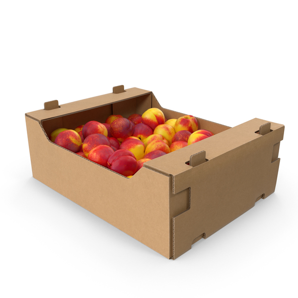 Cardboard Box of Nectarines PNG & PSD Images