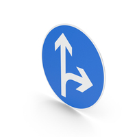 Finnish Turn Right Or Continue Straight Ahead Sign PNG & PSD Images