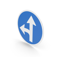 Icelandic Turn Left or Straight Sign PNG & PSD Images