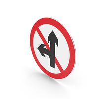 Chinese No Proceed Straight And Left Turns Sign PNG & PSD Images