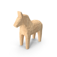 Carved Folk Wooden Horse Statue PNG & PSD Images