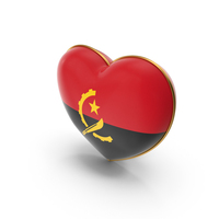 Angola Country Flag In Heart Golden Frame PNG & PSD Images