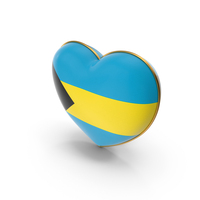 Bahamas Country Flag In Heart Golden Frame PNG & PSD Images