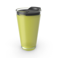 Glass Tumbler With Yellow Liquid And Black Lid Lock Open PNG & PSD Images