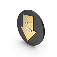 Icon Percentage Arrow Black Gold PNG & PSD Images