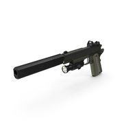 Pistol Military With Silencer PNG & PSD Images