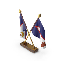 USA States American Samoa 2 Crossed Flags Stand PNG & PSD Images