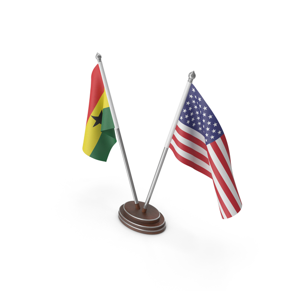 Flag: Ghana & United States Flags Stand PNG & PSD Images