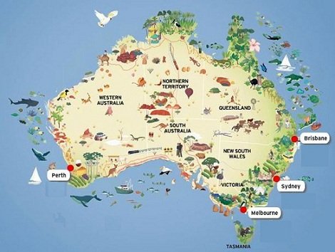 australie carte touristique