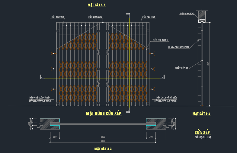 File cad cửa sắt kéo - Cửa xếp của nhà dân dụng