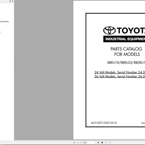 Toyota Forklift 8BRU18 8BRU23 8BDRU15 Service Manual & Parts Catalog