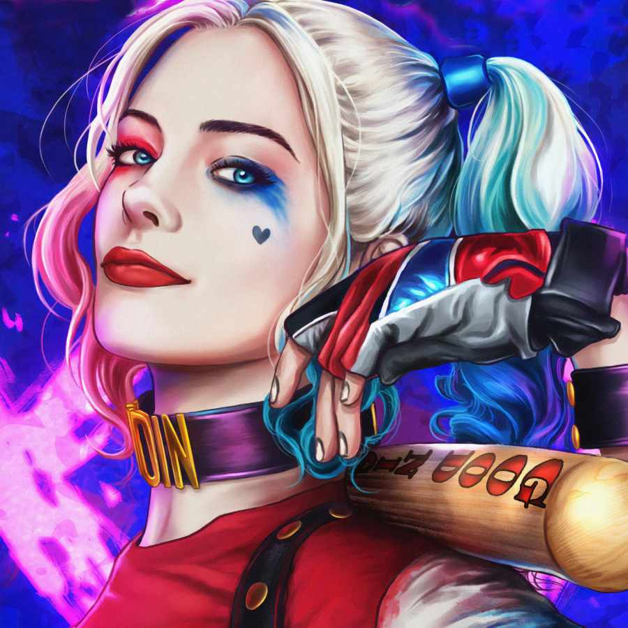 Download Blue Eyes Lipstick Baseball Bat DC Comics Comic Harley Quinn PFP