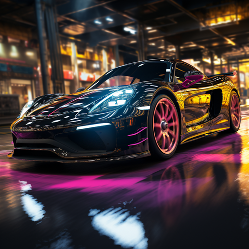 Sportscar with neon lighting