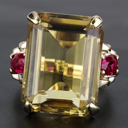 Vintage 14k Yellow Gold Citrine and Ruby Anniversary / Cocktail / Statement Ring