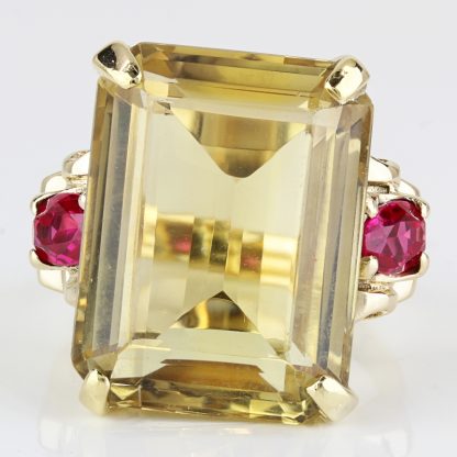 Vintage 14k Yellow Gold Citrine and Ruby Anniversary / Cocktail / Statement Ring - Image 2