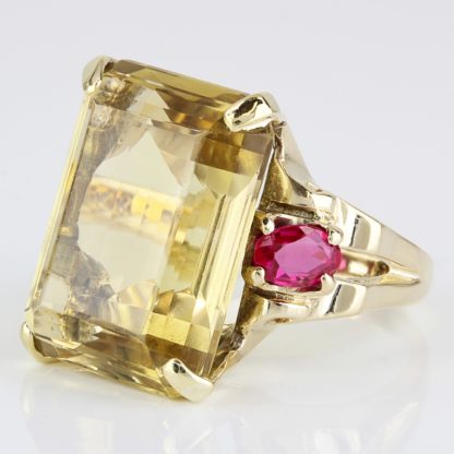 Vintage 14k Yellow Gold Citrine and Ruby Anniversary / Cocktail / Statement Ring - Image 3