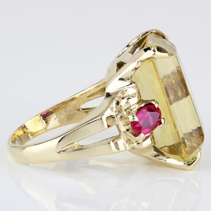 Vintage 14k Yellow Gold Citrine and Ruby Anniversary / Cocktail / Statement Ring - Image 4