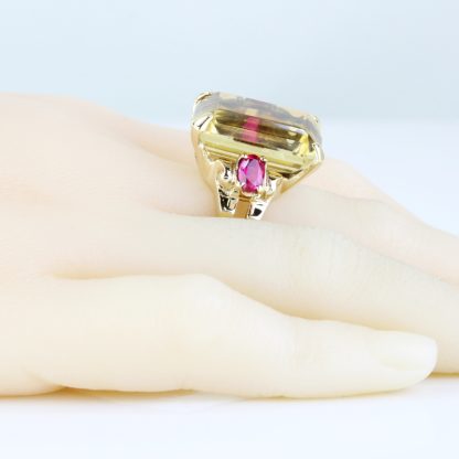 Vintage 14k Yellow Gold Citrine and Ruby Anniversary / Cocktail / Statement Ring - Image 6