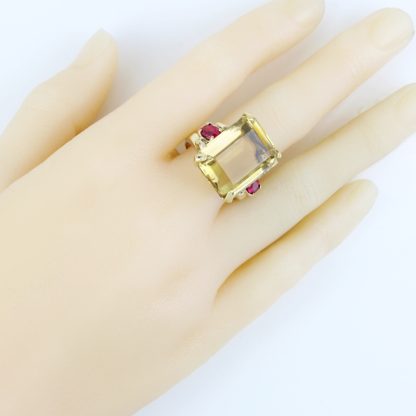 Vintage 14k Yellow Gold Citrine and Ruby Anniversary / Cocktail / Statement Ring - Image 7