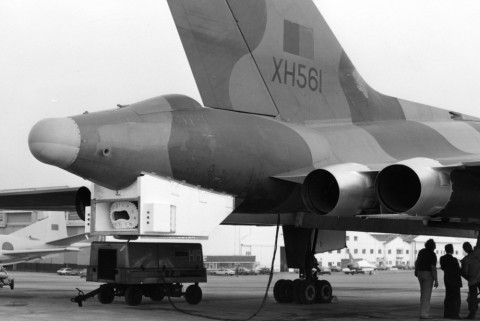 The Hose Drum Unit (HDU) fitted to the B2(K) wasn't the best looking modification made to the Vulcan. (Crown Copyright)