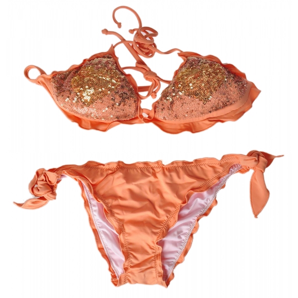 Twinset - Triangle Sea Padded Paillettes - Orange - Bikini - Made in Italy - Luxury Exclusive Collection