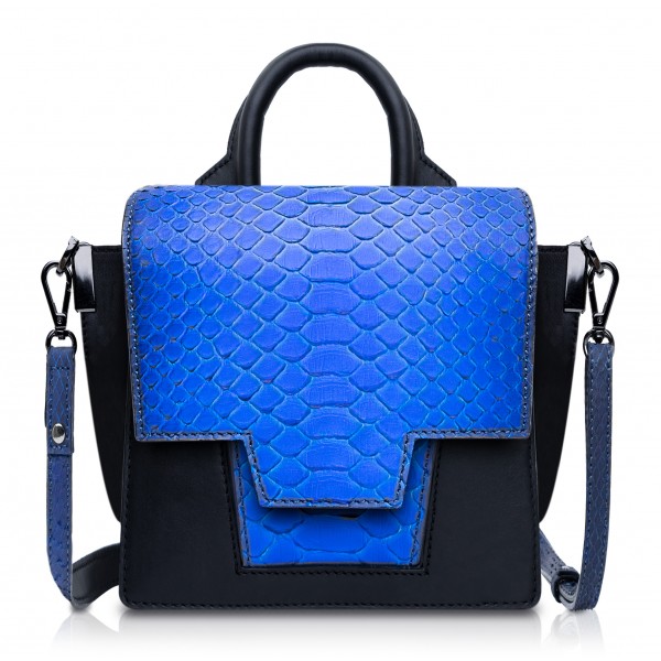 Ammoment - Python in Petale Blue - Leather Lexi Crossbody Bag