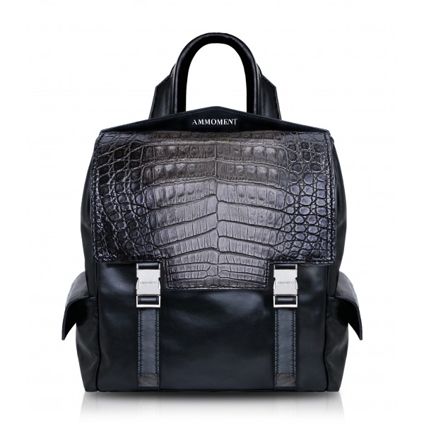 Ammoment - Caiman in Degrade Coal New Age - Leather Zane Small Backpack