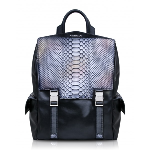 Ammoment - Python in Calcite Grey - Leather Zane Large Backpack