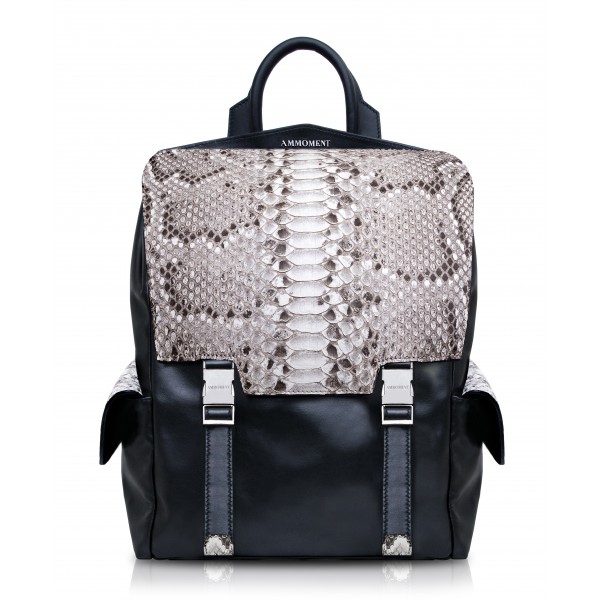 Ammoment - Python in Roccia - Leather Zane Large Backpack