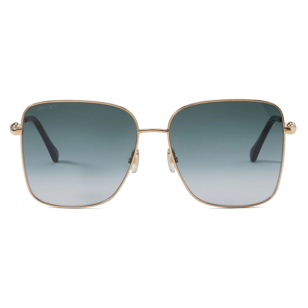 Jimmy Choo - Julieka - Black Square-Frame Sunglasses with JC Emblem and ...