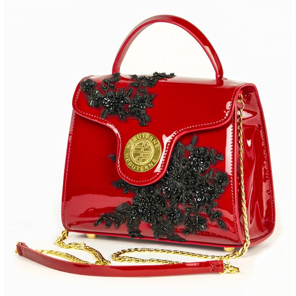 Janné Hebuterné - Frame Bag - Calfskin Bag - Patent - Red - Handmade in Italy - Luxury Exclusive Collection