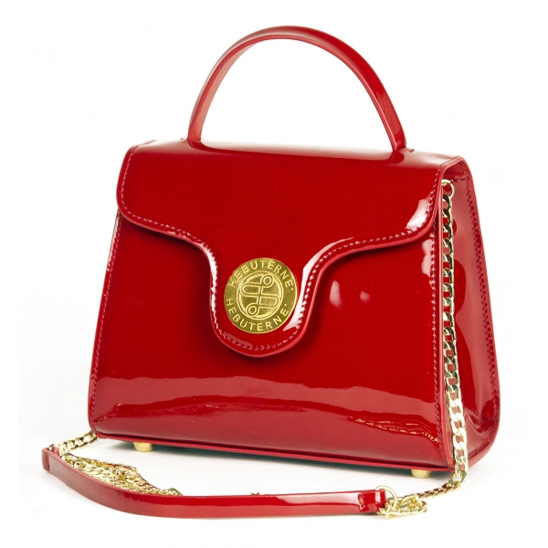 Janné Hebuterné - Frame Bag - Calfskin Bag - Patent - Red - Handmade in Italy - Luxury Exclusive Collection