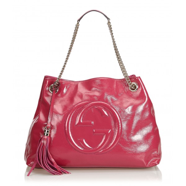 Gucci Vintage - Soho Patent Leather Chain Shoulder Bag - Pink - Leather Handbag - Luxury High Quality