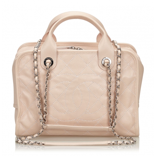 Chanel Vintage - Caviar Deauville Bowling Bag - Pink - Leather Handbag - Luxury High Quality