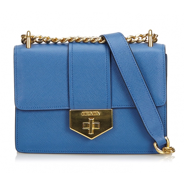 Prada Vintage - Saffiano Leather Crossbody Bag - Blue - Leather Handbag - Luxury High Quality