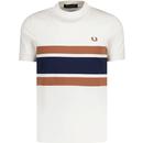 fred perry mens panelled crew neck jersey tshirt light ecru