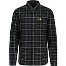 fred perry mens tartan long sleeve oxford shirt dark navy