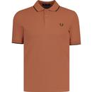 fred perry mens mod twin tipped pique polo tshirt cinnamon brown