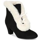 Lulu Hun Tatiana Faux Fur Trim Boots in Black and Ivory	