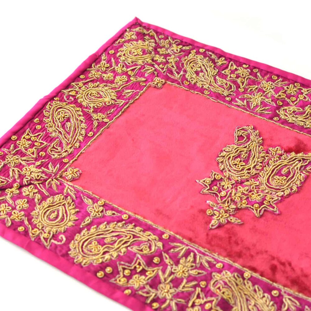 Vintage Velvet & Indian-Border Tablecloth