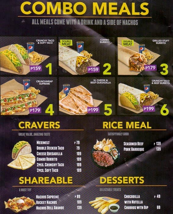 Printable Taco Bell Menu With Prices