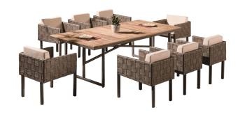 Asthina Dining Set For 8 with Side Straps