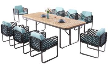 Dresdon Dining Set For 8 with Woven Sides