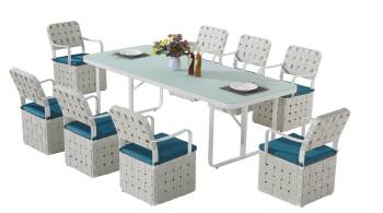 Edge Dining Set for 8 with woven sides