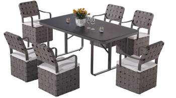 Edge Dining Set for 6 with woven sides