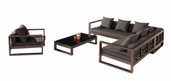 Amber Outdoor Sectional Set with Club Chair - QUICK SHIP